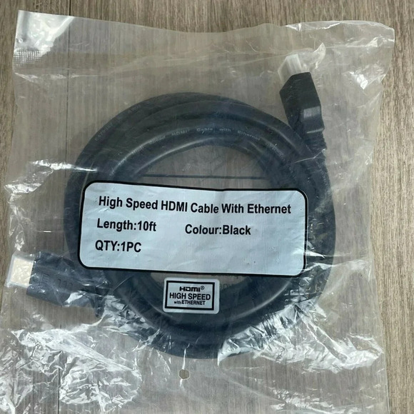 HDMI Cable High Speed With Ethernet Type A Black 10 ft. (Only 1 Piece) - Picture 2 of 5